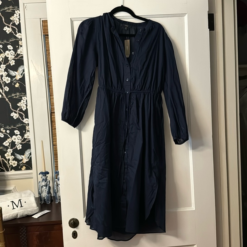 NWT Navy blue 100% cotton J. Crew dress in 12P